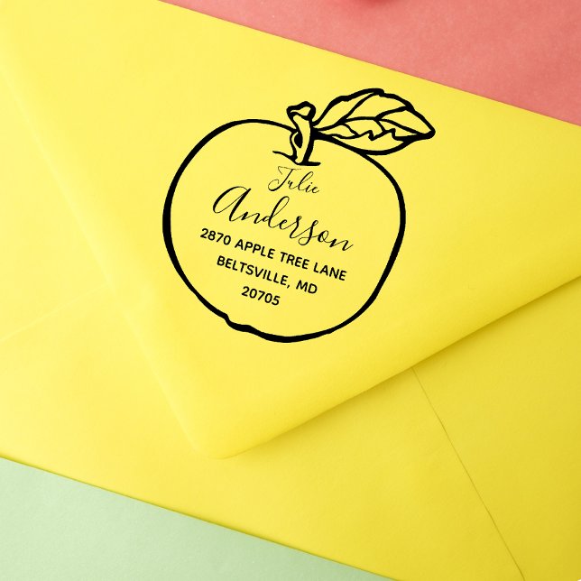 Personalized Apple Frame Return Address Rubber Stamp (Creator Uploaded)