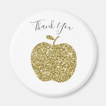 Personalized Apple Magnet for Teacher Faux Gold