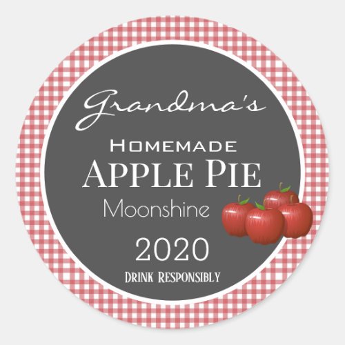 Personalized Apple Pie Moonshine Checkered Label