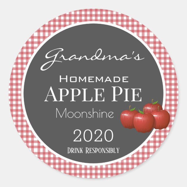 Personalized Apple Pie Moonshine Checkered Label (Front)