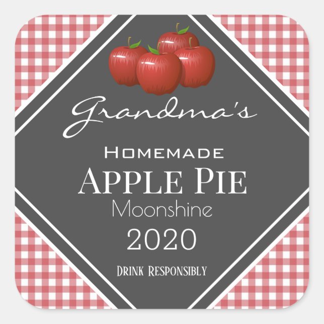 Personalized Apple Pie Moonshine Checkered Label (Front)