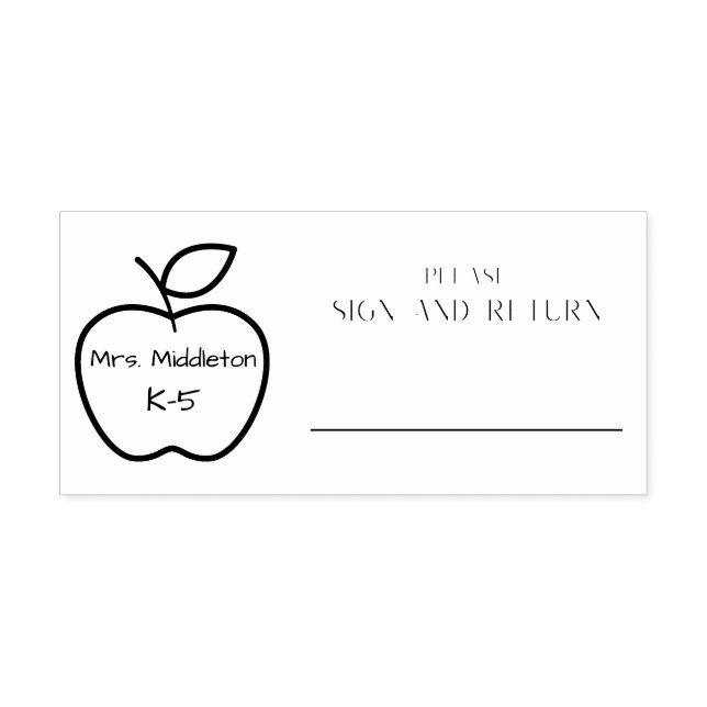 Personalized Apple Sign and Return Rubber Stamp (Imprint)