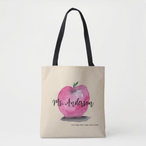 Personalized Apple teacher name from student Tote Bag