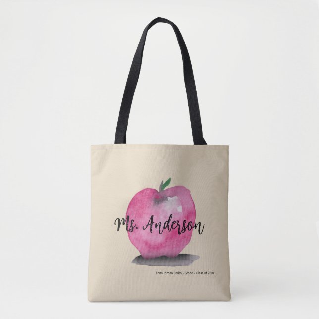 Personalized Apple teacher name from student Tote Bag (Front)