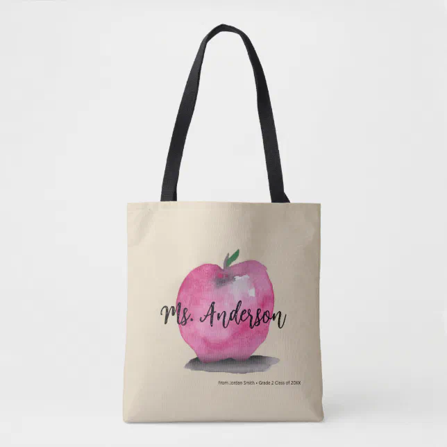 Personalized Apple teacher name from student Tote Bag | Zazzle