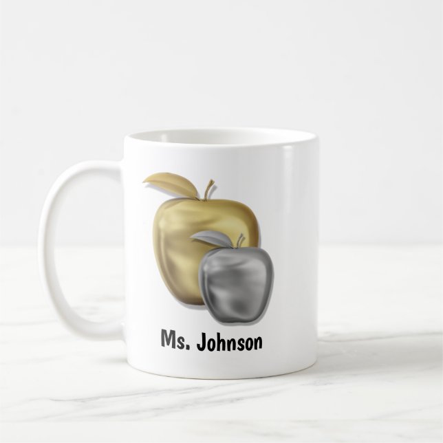 Personalized Apple Teacher Name Thank You Coffee Mug (Left)