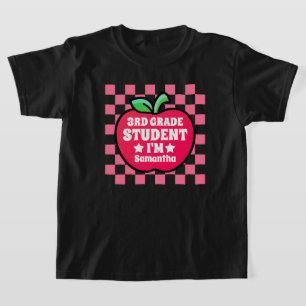 Personalized Apple Third Grade Student Name T-Shirt