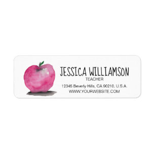 PERSONALIZED Apple watercolor, Teacher Label