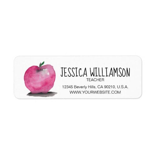 PERSONALIZED Apple watercolor Teacher Label