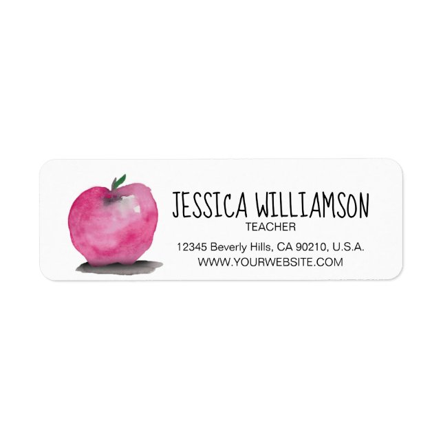 PERSONALIZED Apple watercolor, Teacher Label (Front)
