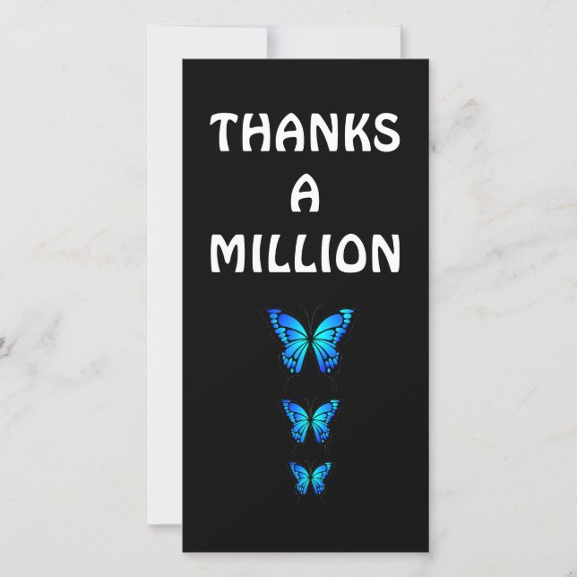 Personalized Appreciation Blue Butterfly Thank You Card (Front)