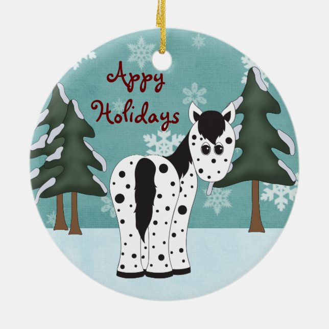 Personalized Appy Holidays Horse Ornament (Back)