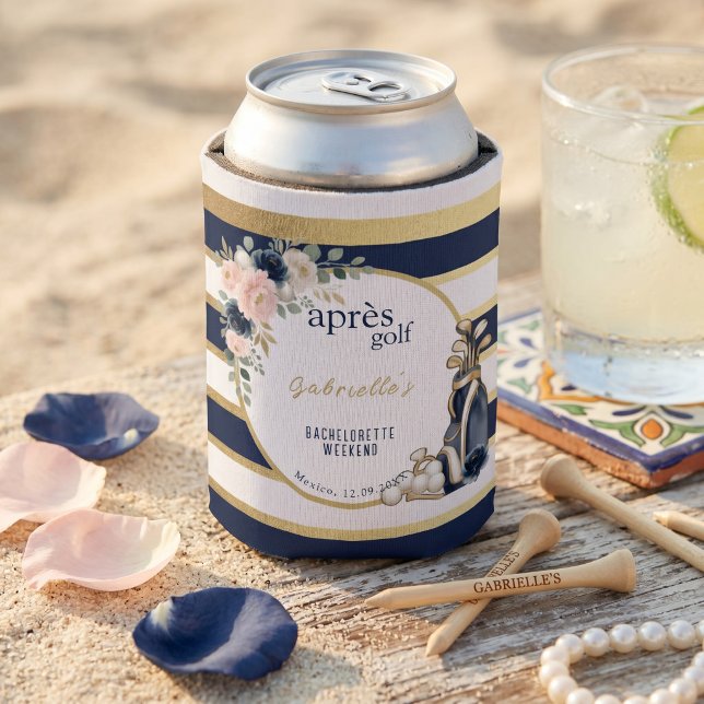 Personalized Après Golf Bachelorette Weekend Gold  Can Cooler (Creator Uploaded)