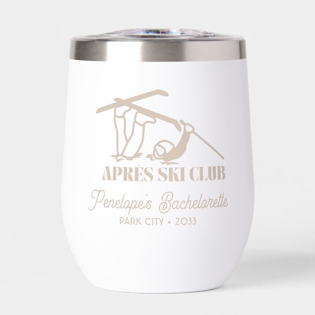Personalized Apres Ski Club Bachelorette Party Thermal Wine Tumbler (Front)