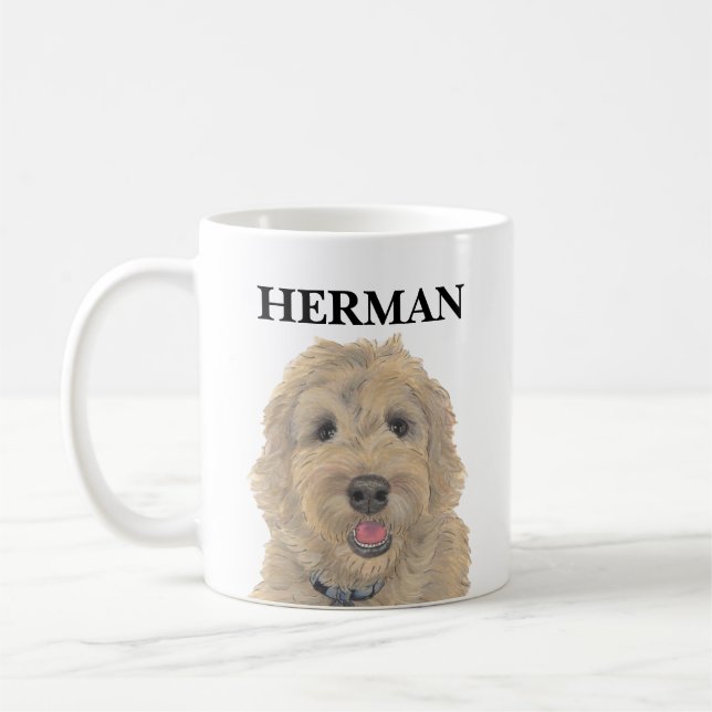 Personalized Apricot Golden Doodle Coffee Mug (Left)