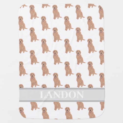 Personalized Apricot Red Golden Doodle Baby Blanket