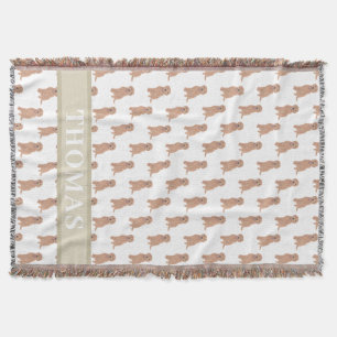 Personalized Apricot Red Golden Doodle Throw Blanket