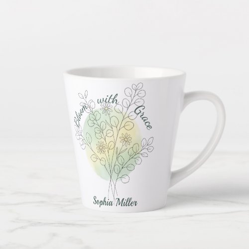 Personalized April Birth Flower Daisy Custom Name Latte Mug