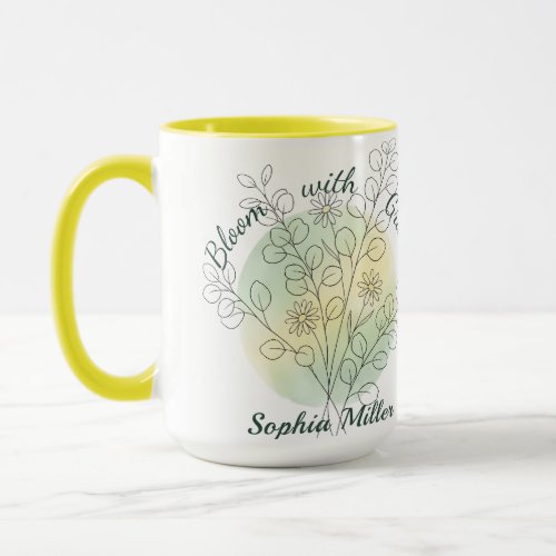Personalized April Birth Flower Daisy Custom Name Mug