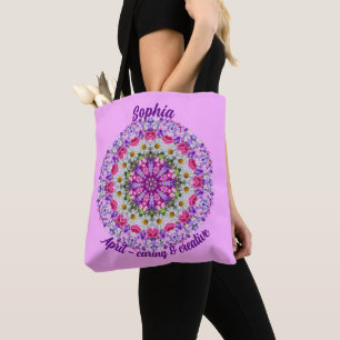 Personalized April Birth Month Flower Daisy Tote Bag