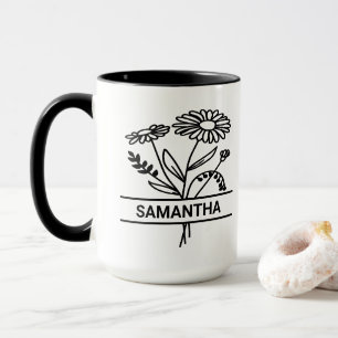 Personalized April Birth Month Flower Mom Name Mug