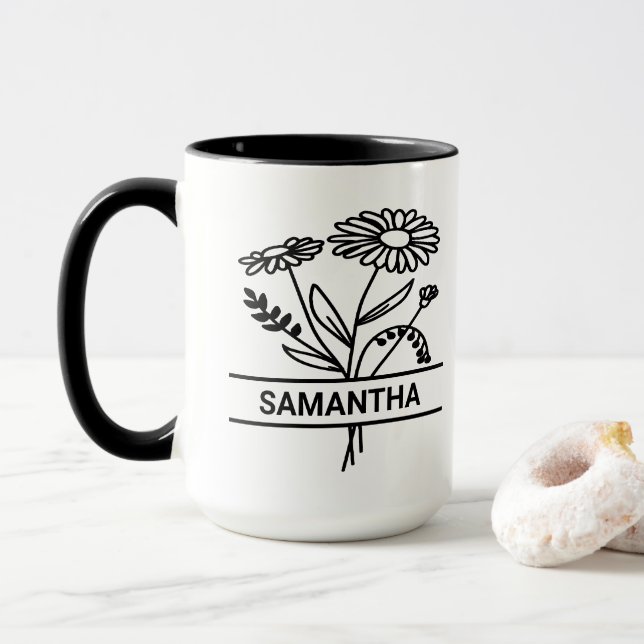 Personalized April Birth Month Flower Mom Name Mug (With Donut)