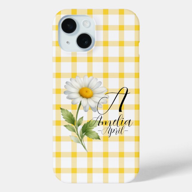 Personalized April Daisy Birth Flower Phone Case (Back)