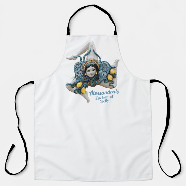 Personalized Apron Trinacria Sicily 3 legged icon (Front)