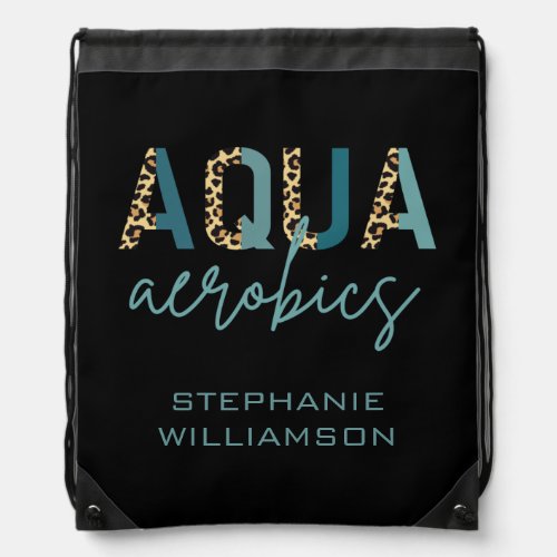 Personalized Aqua Aerobics Cheetah Water Aerobics Drawstring Bag