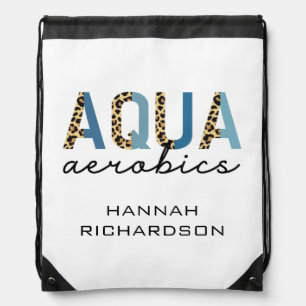 Personalized Aqua Aerobics Cheetah Water aerobics Drawstring Bag