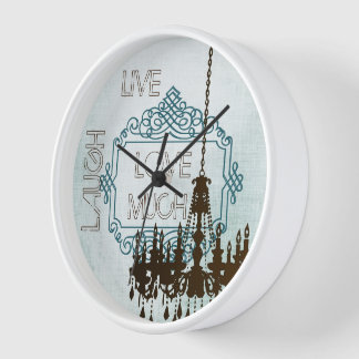 Personalized Aqua and Brown Chandelier Clock