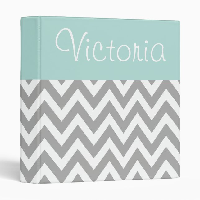 Personalized Aqua and Gray Binder (Front/Spine)