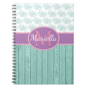Personalized Aqua and Lavender Notebook