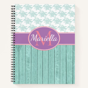 Personalized Aqua and Lavender Notebook