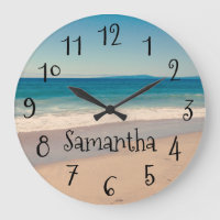 Personalized Aqua Beach Scene Black Text