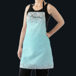 Personalized Aqua Blue Glitter Name Kitchen Apron<br><div class="desc">Pretty aqua blue gradients and shiny iridescent glitter make this apron a special gift for you or someone you love. Personalize with your name.</div>
