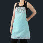 Personalized Aqua Blue Glitter Name Kitchen Apron<br><div class="desc">Pretty aqua blue gradients and shiny iridescent glitter make this apron a special gift for you or someone you love. Personalize with your name.</div>