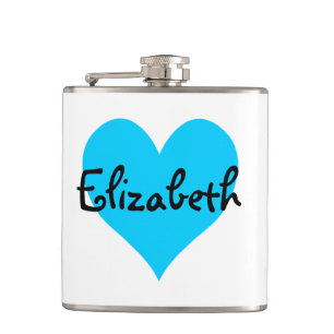 Personalized Aqua Blue Heart Hip Flask