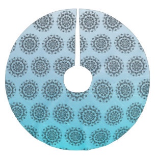 Personalized Aqua Blue Mandala Christmas Skirt Brushed Polyester Tree Skirt