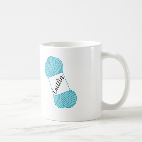 Personalized Aqua Blue Skein of Yarn Mug