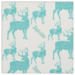 Personalized Aqua Deer with Abstract Pattern Fabric