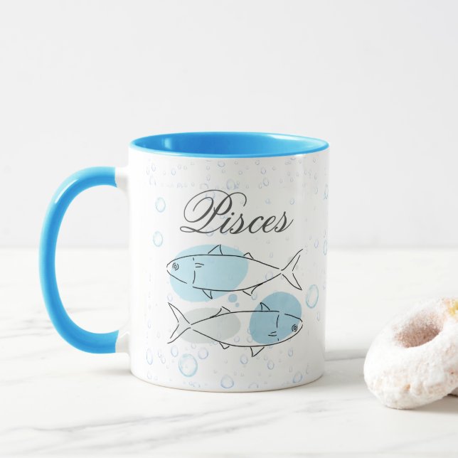 Personalized Aqua Essence Pisces Mug (With Donut)