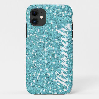 Personalized Aqua Glitter IPhone5 Case