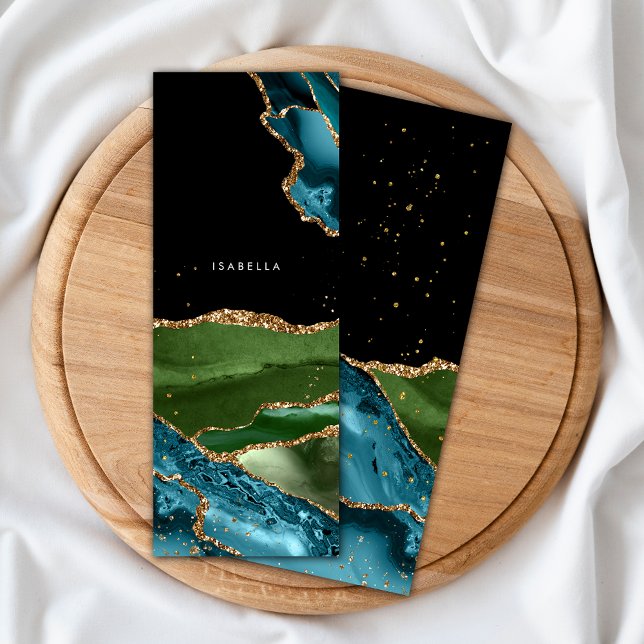 Personalized Aqua/Green Agate w/Gold Glitter Veins Bookmarks (Creator Uploaded)