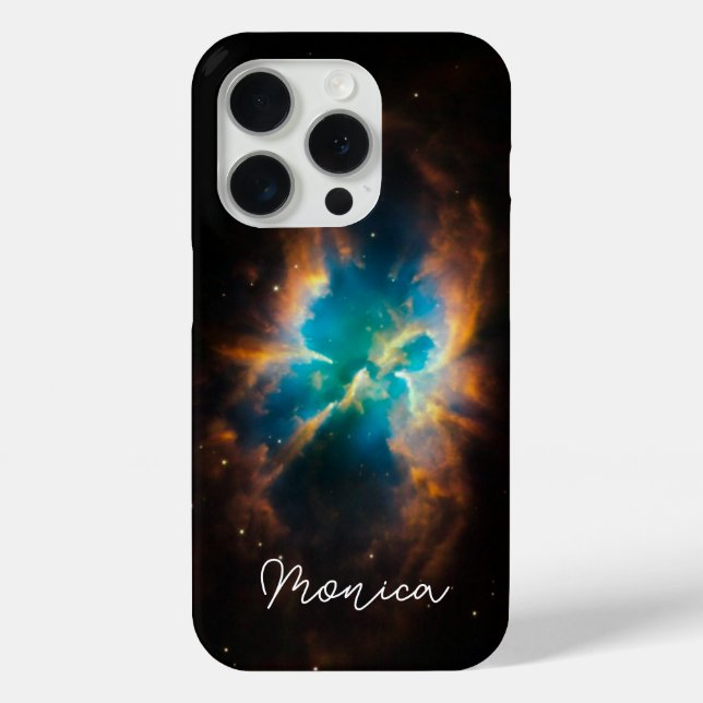 Personalized Aqua Green Splendid Nebula Photo Case-Mate iPhone Case (Back)