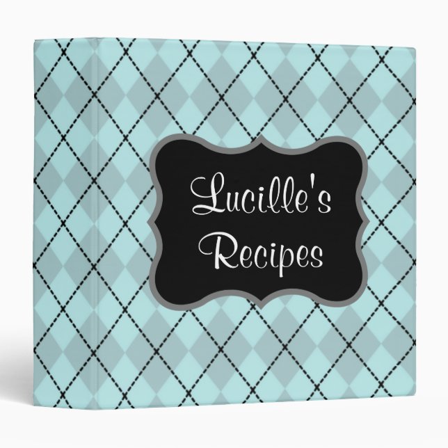 Personalized Aqua  Kitchen Recipe Binder (Front/Spine)