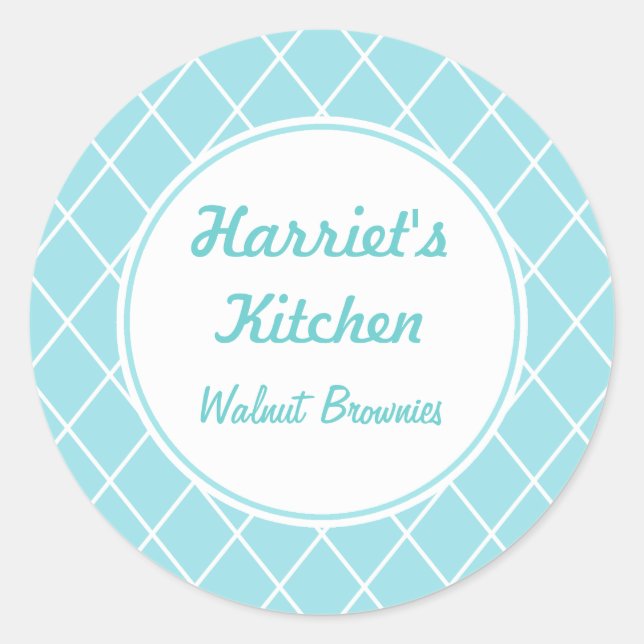 Personalized Aqua Kitchen Stickers (Front)