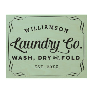 Personalized Aqua Laundry Co Wash Dry Fold Sign