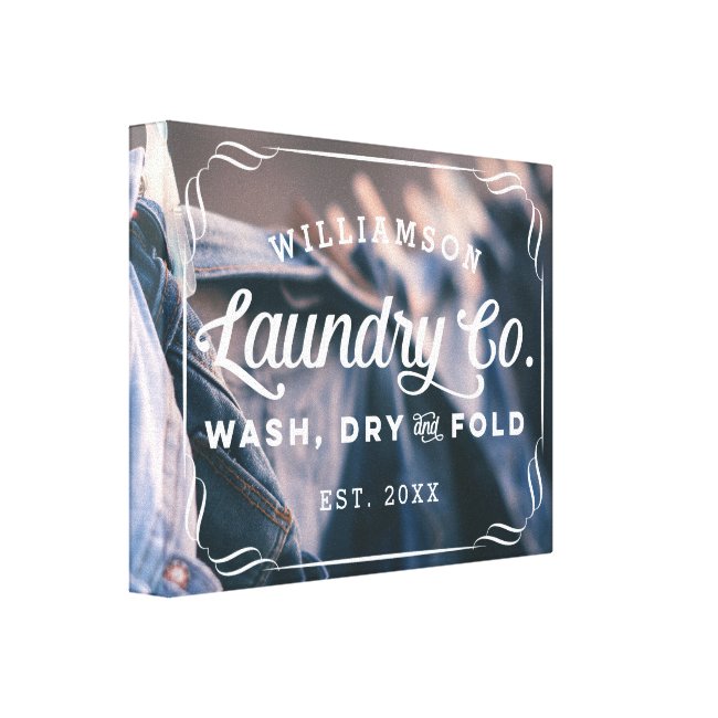 Personalized Aqua Laundry Co Wash Dry Fold Sign