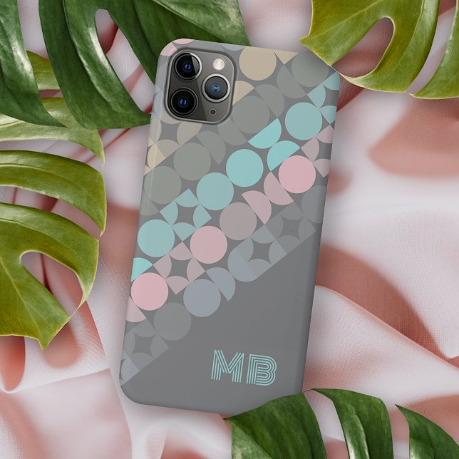Personalized Aqua Pink Gray Midcentury Art Case-Mate iPhone Case (Creator Uploaded)